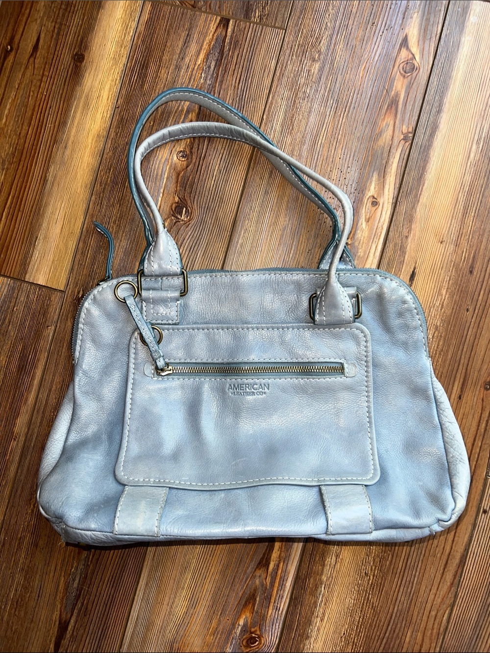American Leather Company Light Blue Leather Handbag